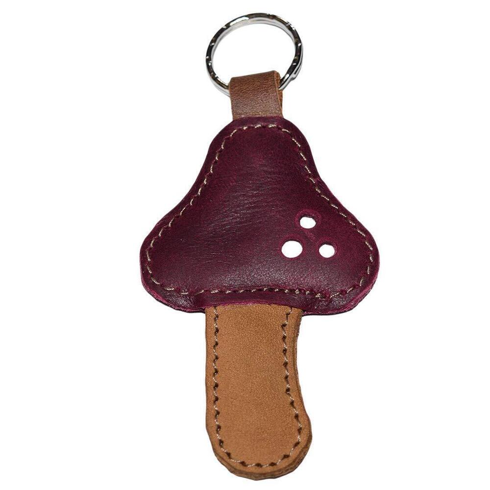 1150 Red Mushroom Leather Keychain/Key Rings/Accessories, Handmade
